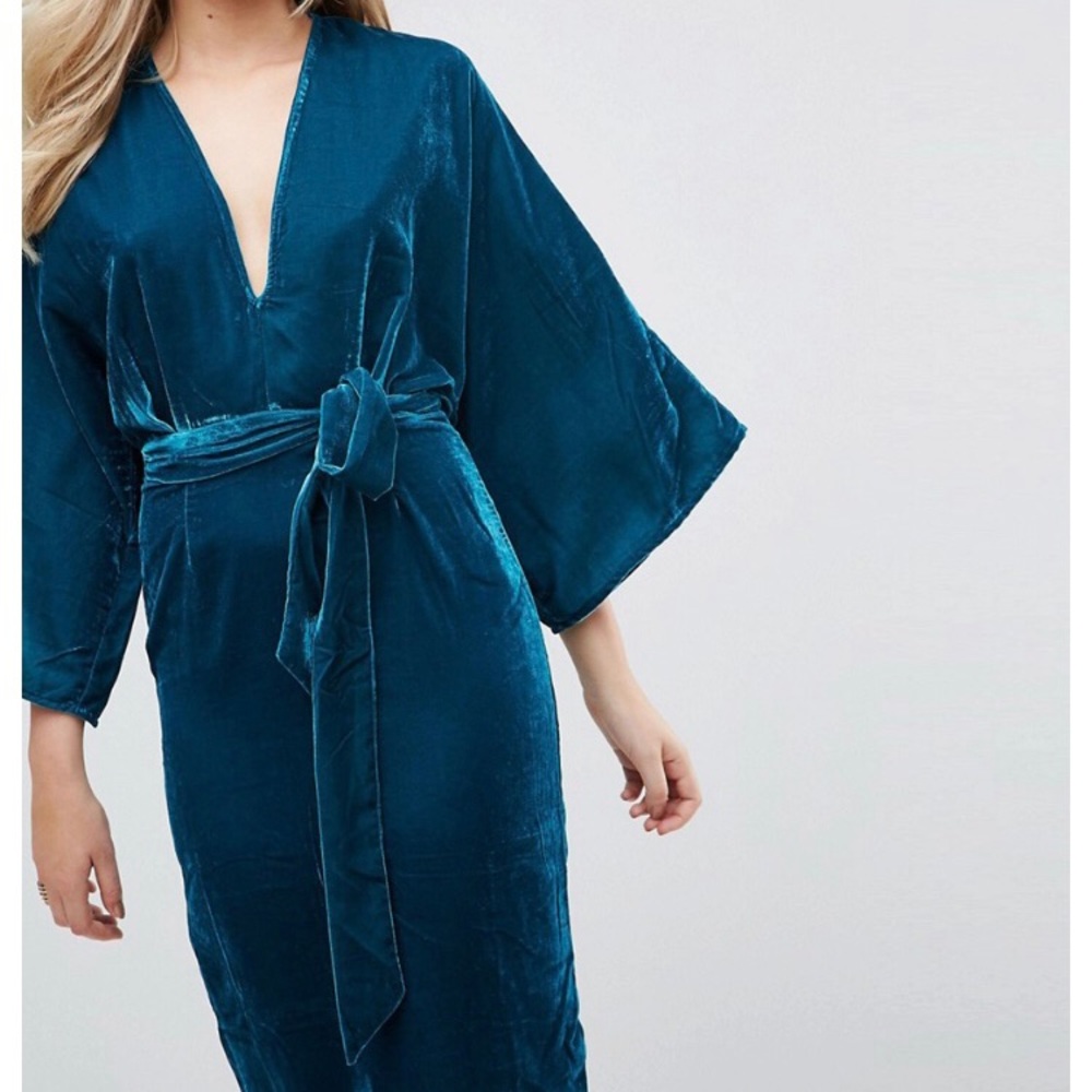 Asos Tall velvet kimono mini dress